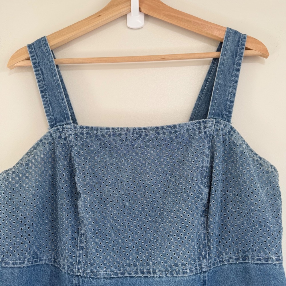 Sketches Clothing Vintage 100% Cotton Denim Eyelet Detailed Maxi Dress Size 10 - Picture 3 of 8